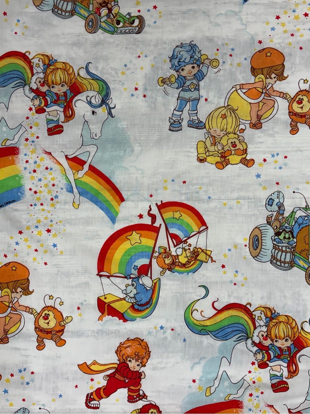 Vintage Rainbow Brite Fitted Sheet Twin Hallmark 1983 Multicolor